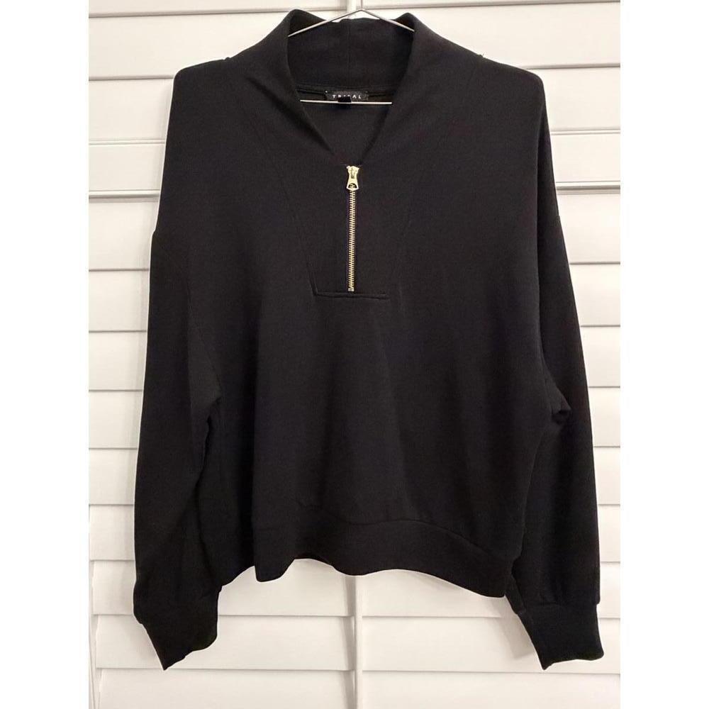 Tribal techno stretch dolman top quarter zip size Medium - Picture 2 of 6